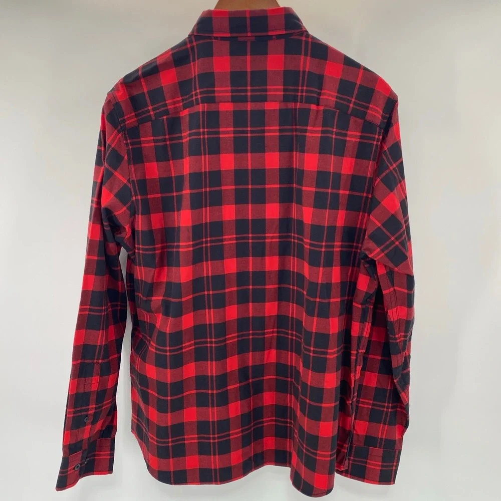 NEW Banana Republic Luxe Flannel‎ Shirt Mens Large Buffalo Plaid Untucked Rugged